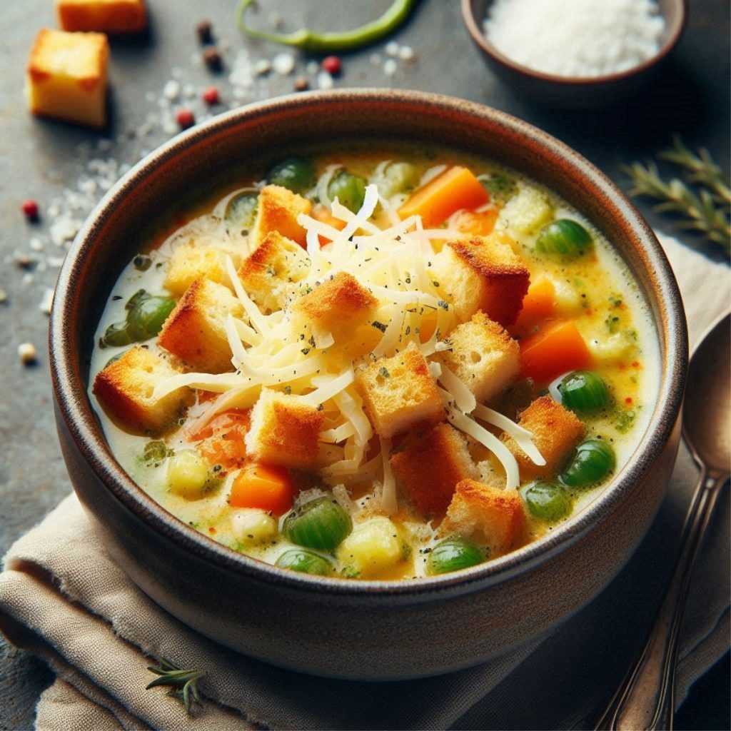 croutons et fromage pour accompagner soupe